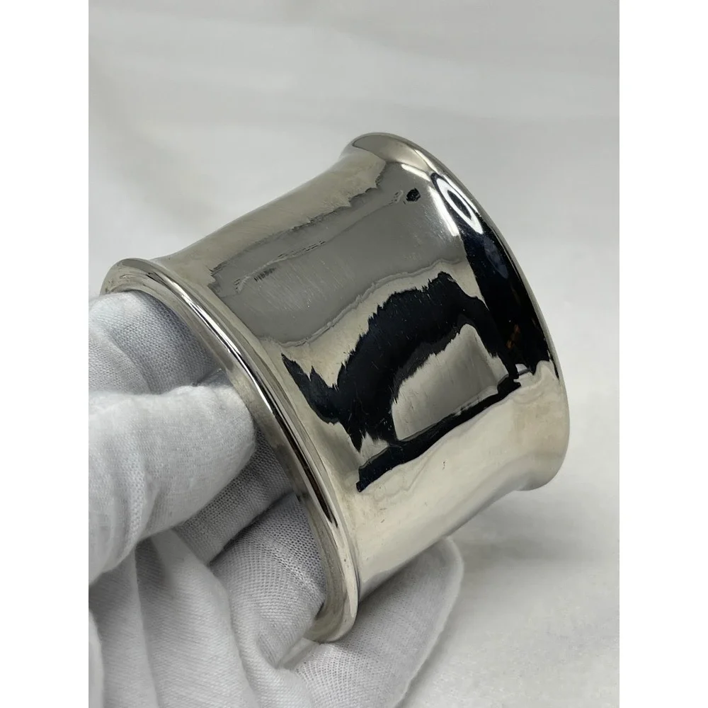 Wide Silver Tone Concave Cuff Bracelet India Made Minimalist Statement Jewelry